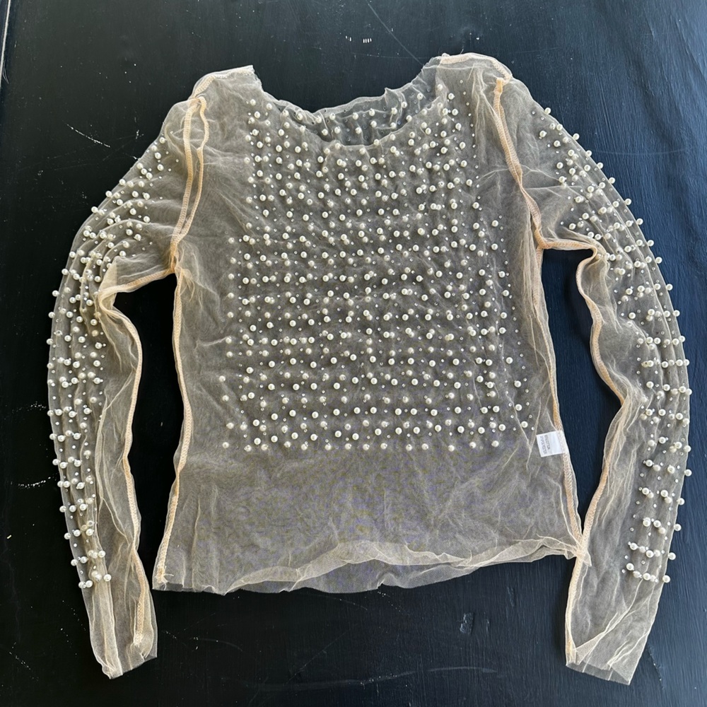 Sheer Pearl Embellished Top